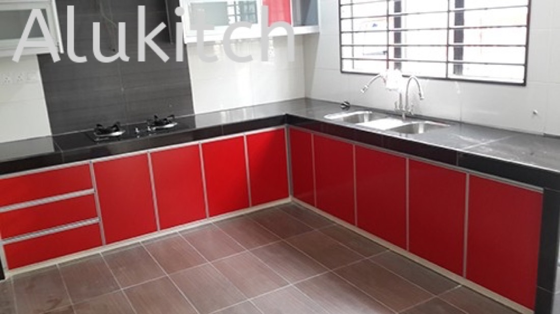 Framed Red with Concrete Table Top