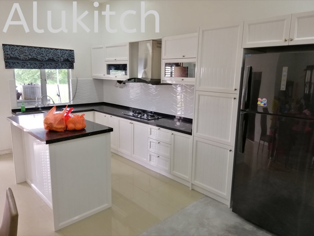 Glossy Pure White with Quartz Stone Table Top (design 6)