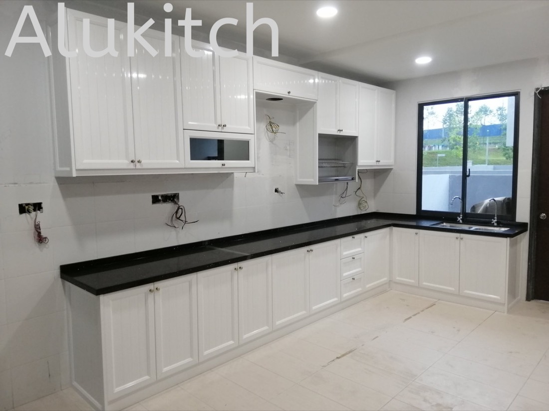 Glossy Pure White with Quartz Stone Table Top (design 2)