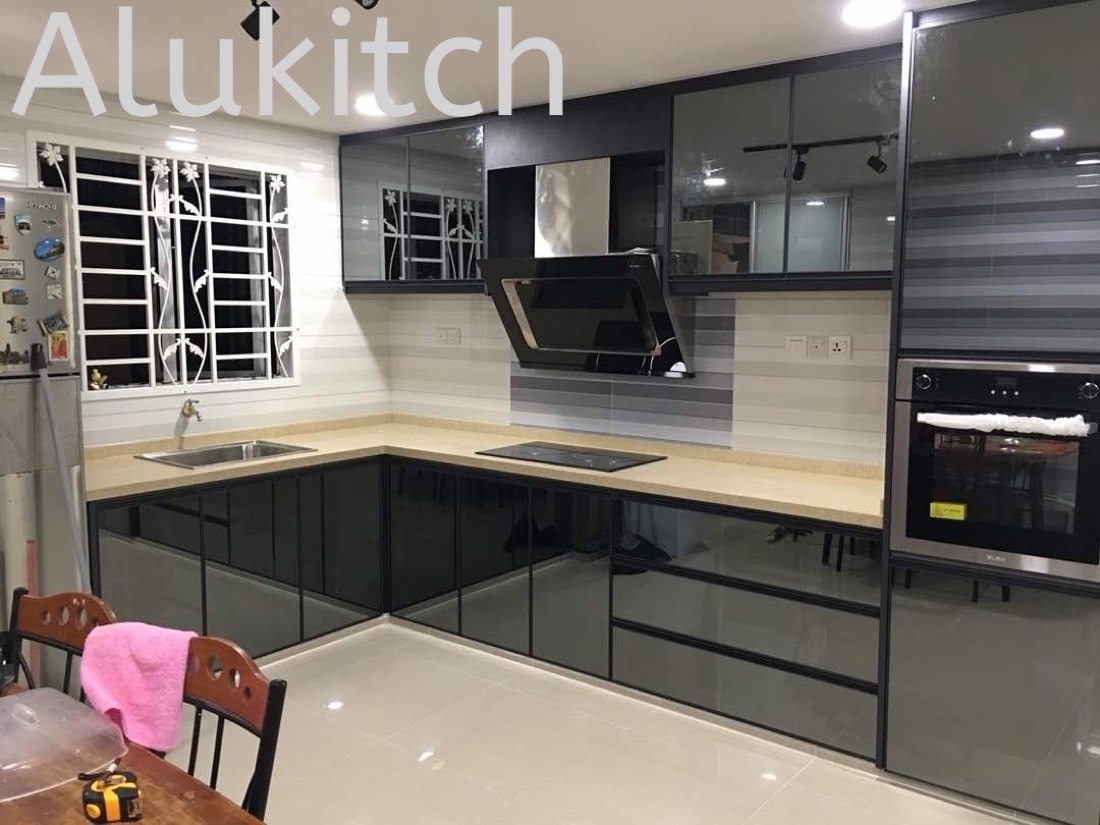 Grey Mirror with Quartz Stone Table Top (design 6)