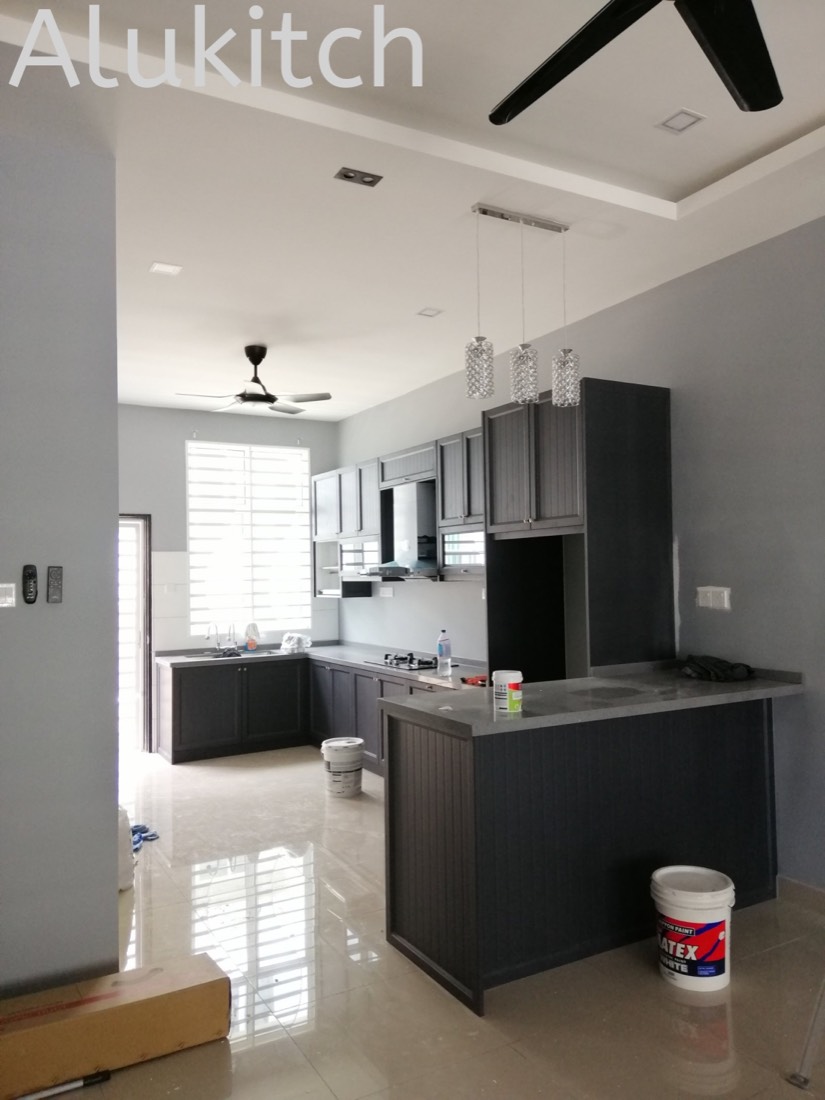 Matte Dark Grey with Quartz Stone Table Top (design 1)