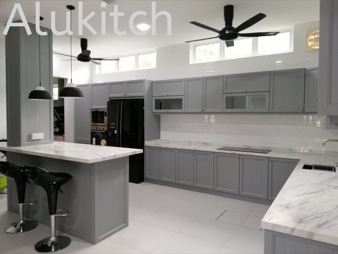 Matte Medium Grey with Quartz Stone Table Top (design 1)