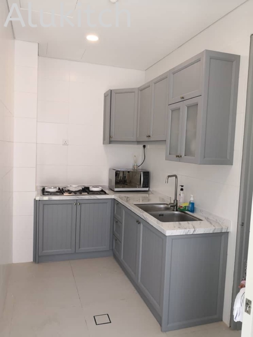 Matte Medium Grey with Quartz Stone Table Top