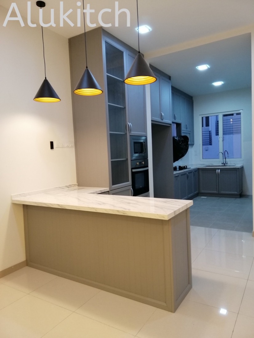 Matte Medium Grey with Quartz Stone Table Top