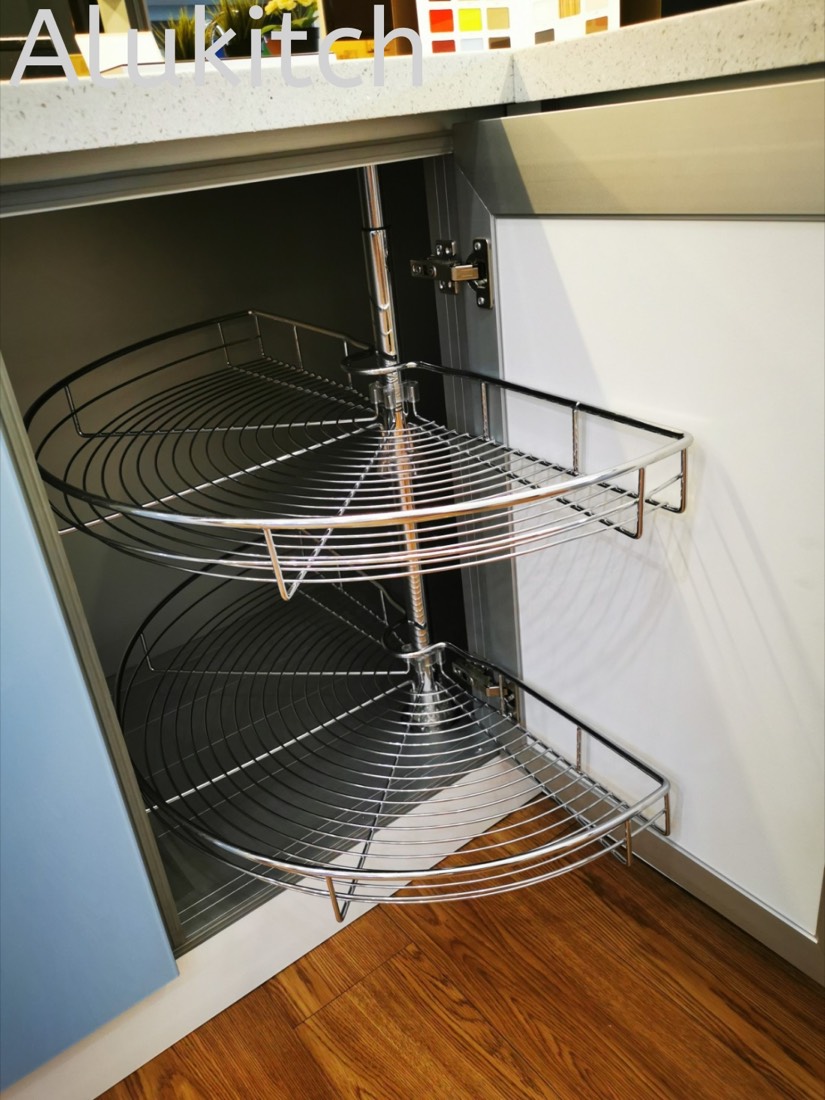Stainless Steel 2 Tier Semi-Circular Revolving Baskets
